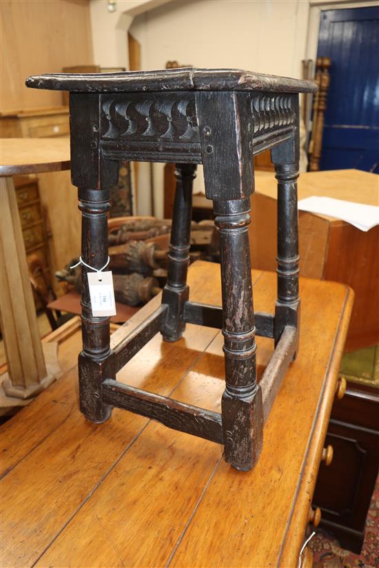 A late 17th century joynt stool W.46cm